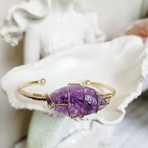100% Natural Amethyst Wire Wrapped Bangle